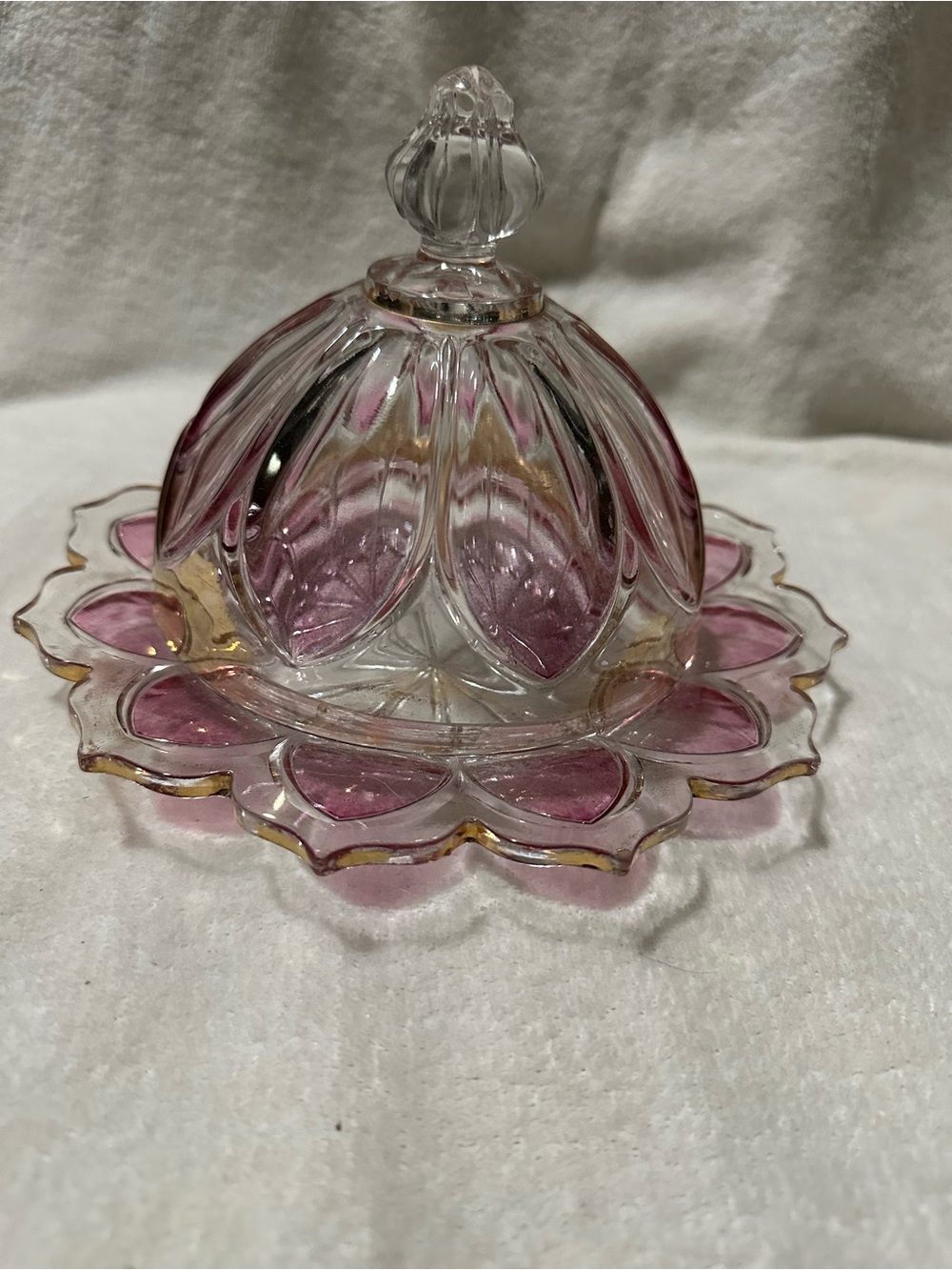 1900s Pink Amberina Butterdish